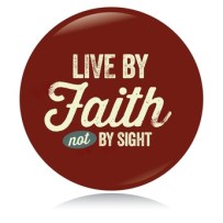 Vintage Christian button, Live by Faith